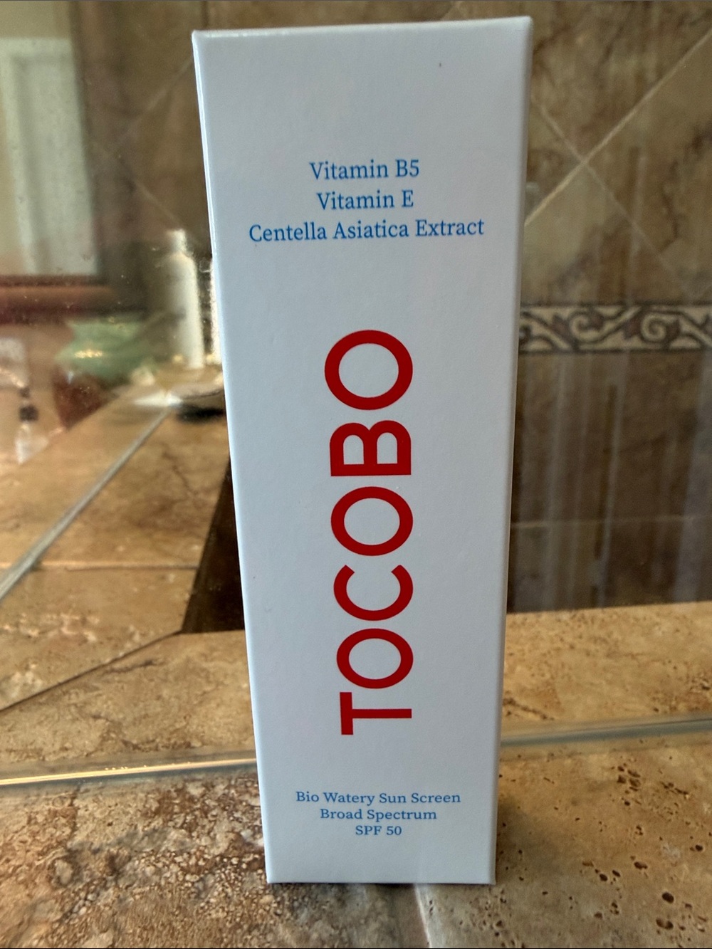 TOCOBO Bio Watery Sun Screen SPF 50 — White with Red Accents